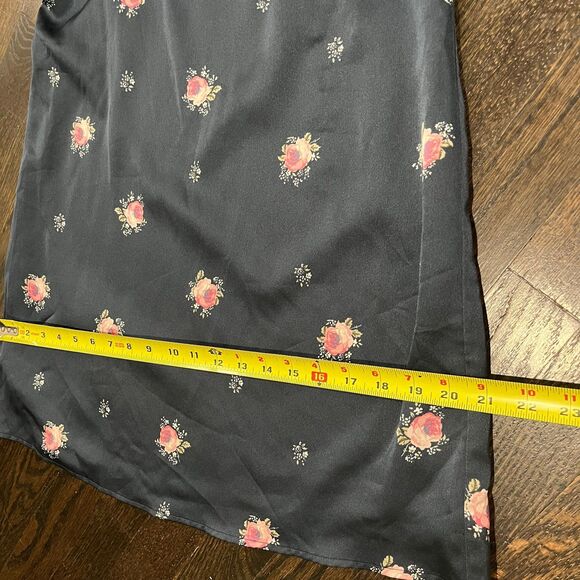 Abercrombie & Fitch Slip Dress Women’s Small Navy Blue Floral Satin Lace Mini - Picture 8 of 8